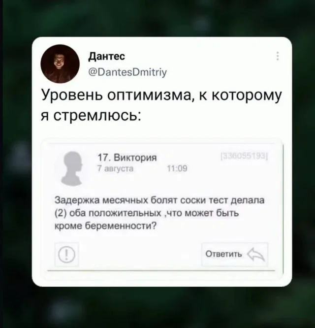 Статичное изображение, скриншот переписки. — Дантес (автор поста), Виктория (автор вопроса)