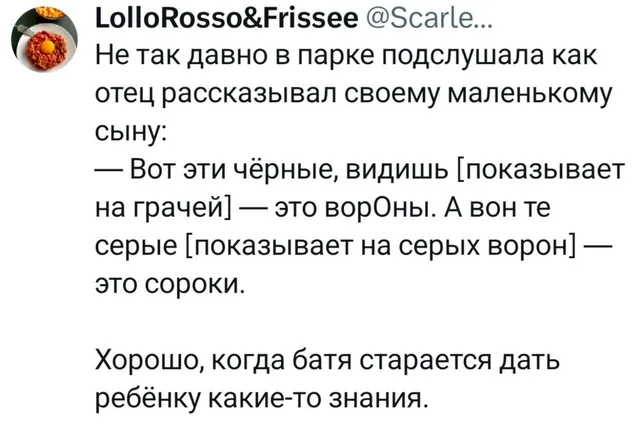 Батя старается дать ребёнку знания