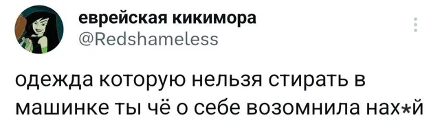 Скриншот твита с текстом — мультяшная девушка с чёрными волосами (аватарка)