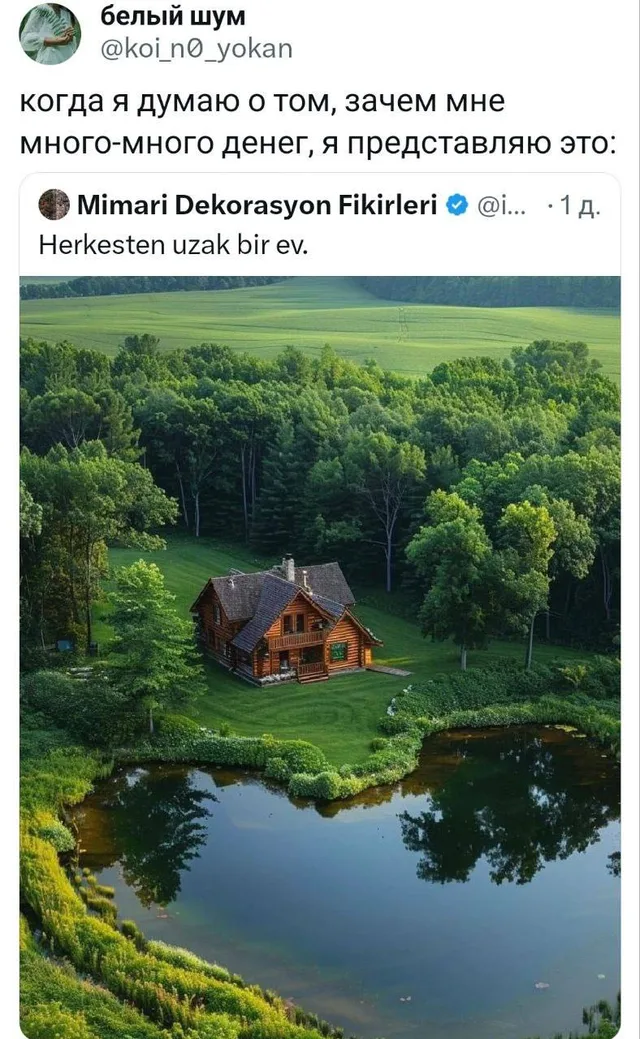 Статичное изображение, демонстрирующее мечту об уединении.