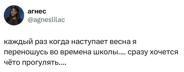Каждый раз когда наступает весна хочется чёто прогулять