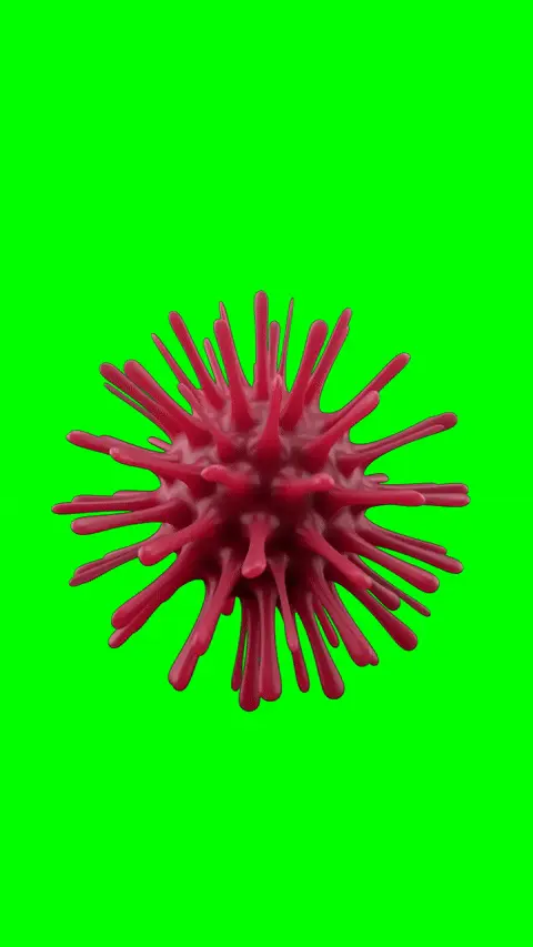 Вращающаяся 3D модель вируса на зеленом фоне