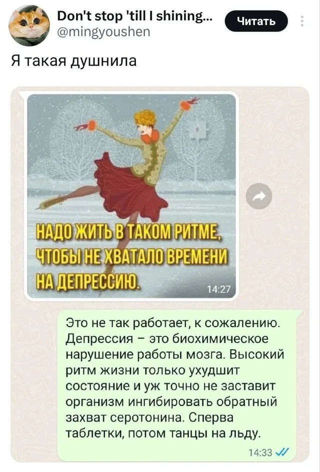 Статичное изображение переписки, где видна отправленная картинка и текстовый ответ собеседника. — автор поста