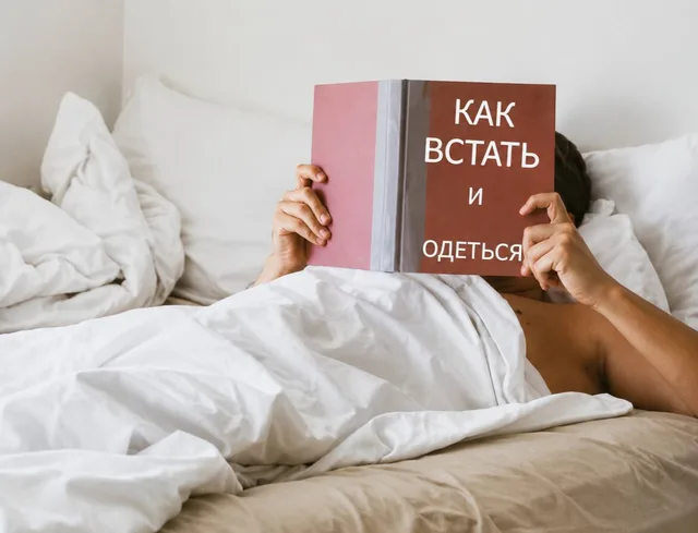 Человек лежит под одеялом и держит раскрытую книгу перед лицом — Человек в постели