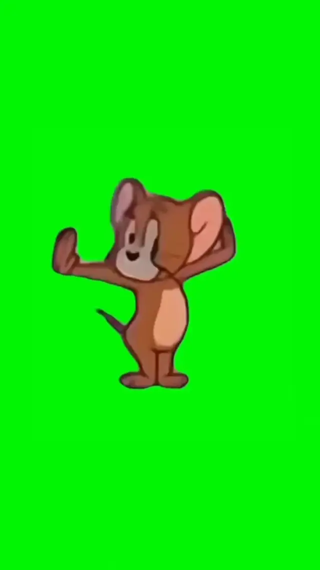 Танцующий мышонок Джерри на зеленом фоне