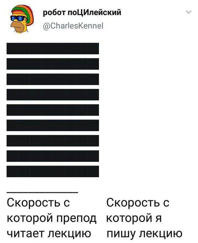 Скриншот твита с графиком из чёрных полос, сравнивающим две скорости — Гомер Симпсон (аватарка)