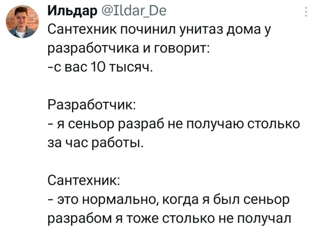 Сеньор разработчик и сантехник