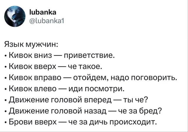 Язык мужчин: словарь кивков