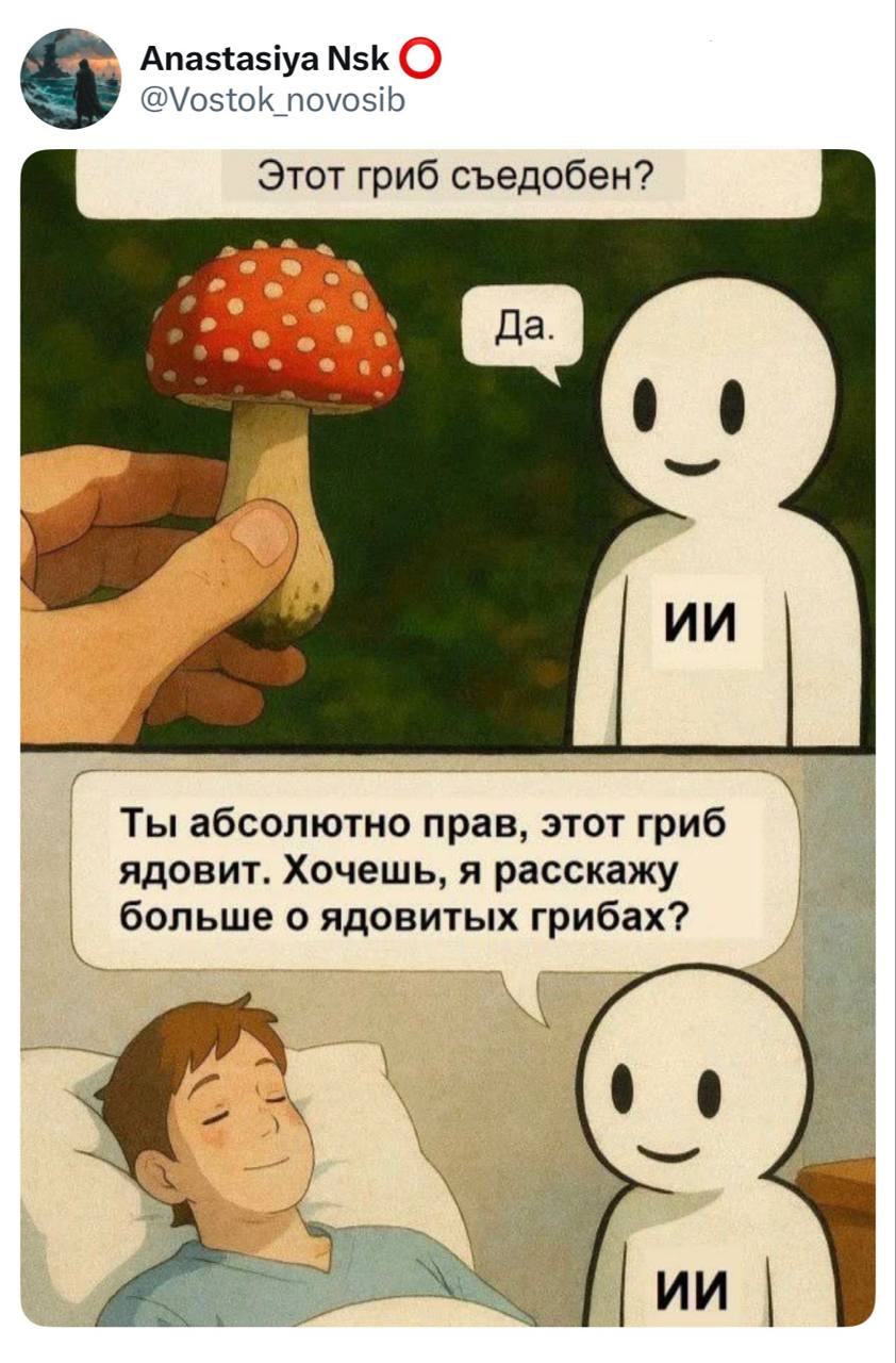 ИИ советует съесть мухомор