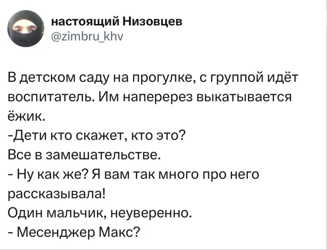 Анекдот про ёжика и Мессенджер Макс