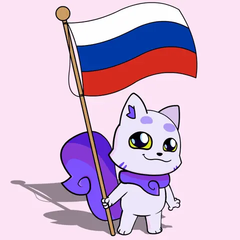 Стикер ВКонтакте Спотти с флагом России