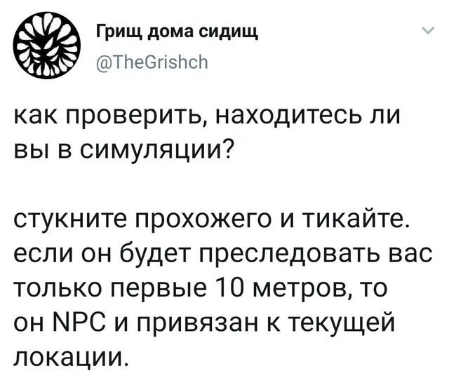 Текст зафиксирован на белом фоне, типичный интерфейс социальной сети. — автор поста @TheGrishch