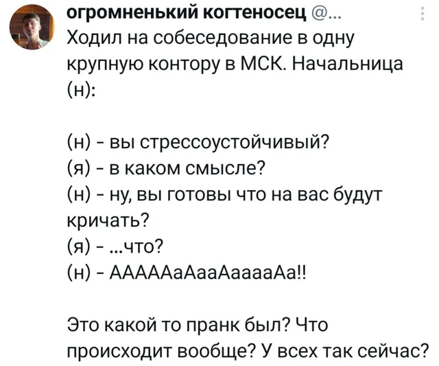 Собеседование на стрессоустойчивость