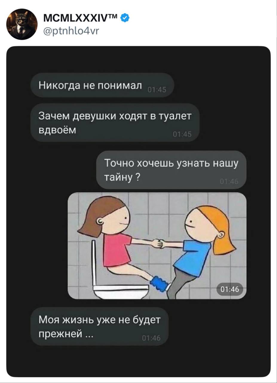 Зачем девушки ходят в туалет вдвоём
