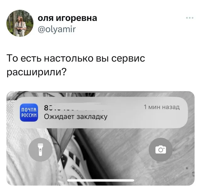 Статичное изображение, демонстрирующее уведомление с двусмысленной фразой. — автор поста @olyamir
