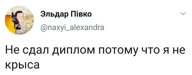 Статичное изображение, текст твита на белом фоне. — автор поста с ником @naxyi_alexandra