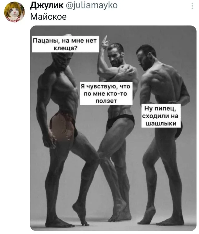Гигачады ищут клещей после шашлыков