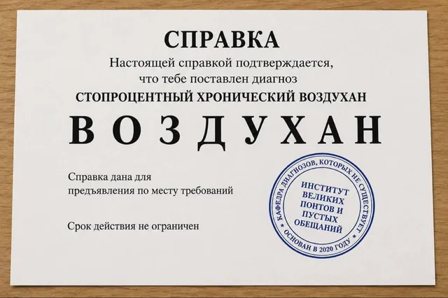 Справка: Стопроцентный хронический воздухан