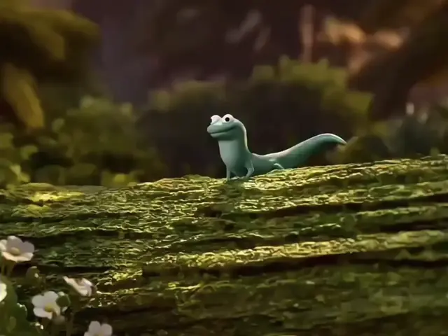 ящерица прыгает, машет лапой, танцует