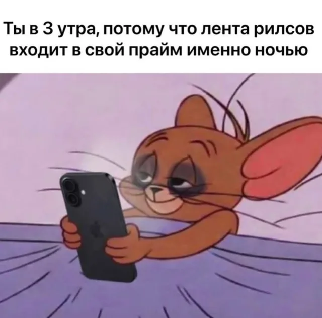 Ты в 3 утра, потому что лента рилсов входит в свой прайм