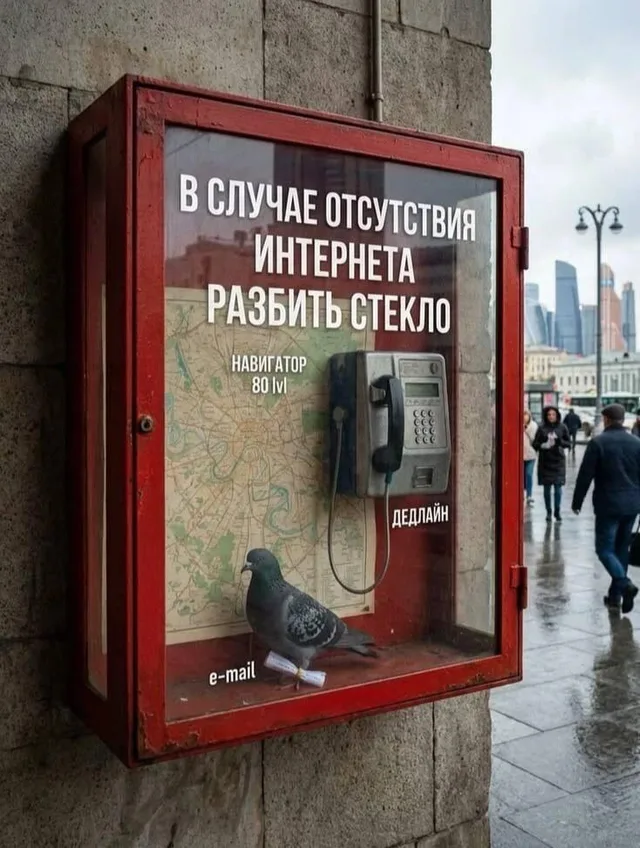 Голубь неподвижно сидит внутри таксофонной будки на фоне карты города.