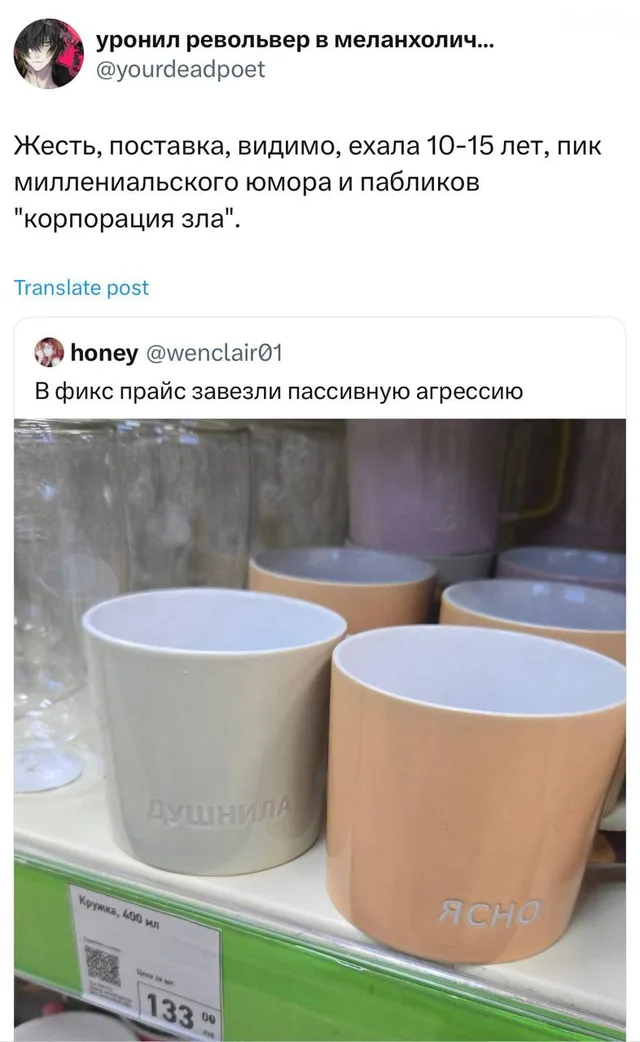 Кружки с пассивной агрессией в Фикс Прайсе