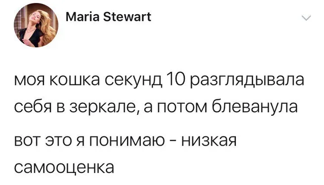 Скриншот текстового поста в социальной сети с фотографией автора — автор поста Мария Стюарт (блондинка на аватарке)