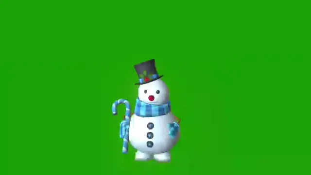 Танцующий снеговик на зеленом фоне