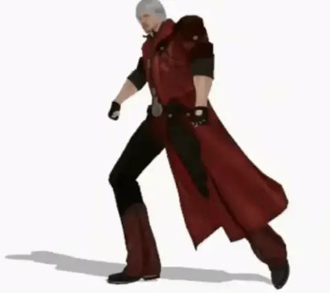 Персонаж ритмично двигается, имитируя танец «Jackpot» из игры Devil May Cry, постоянно повторяя цикл движений руками и ногами. — Данте из се