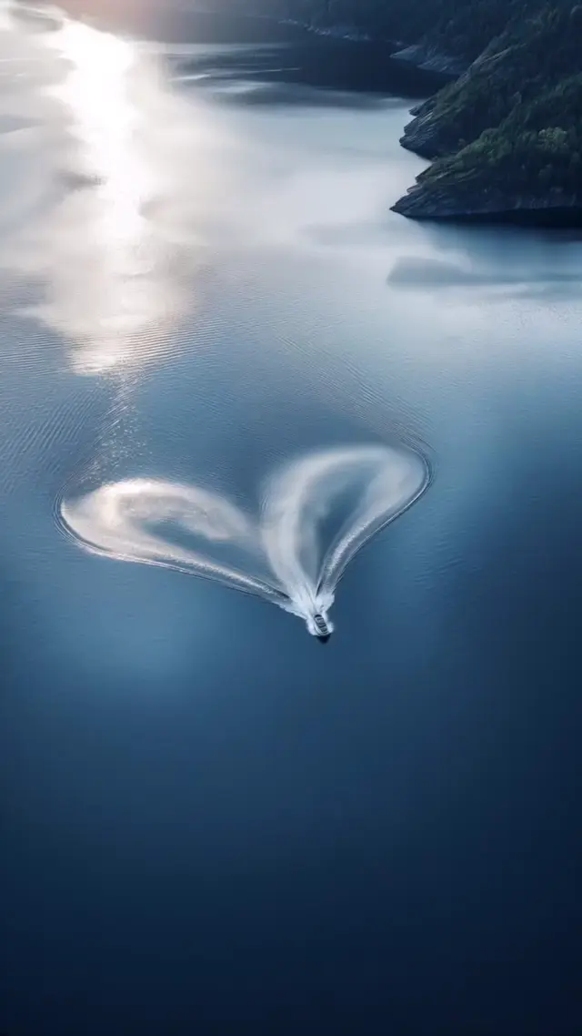 Сердце на воде от катера